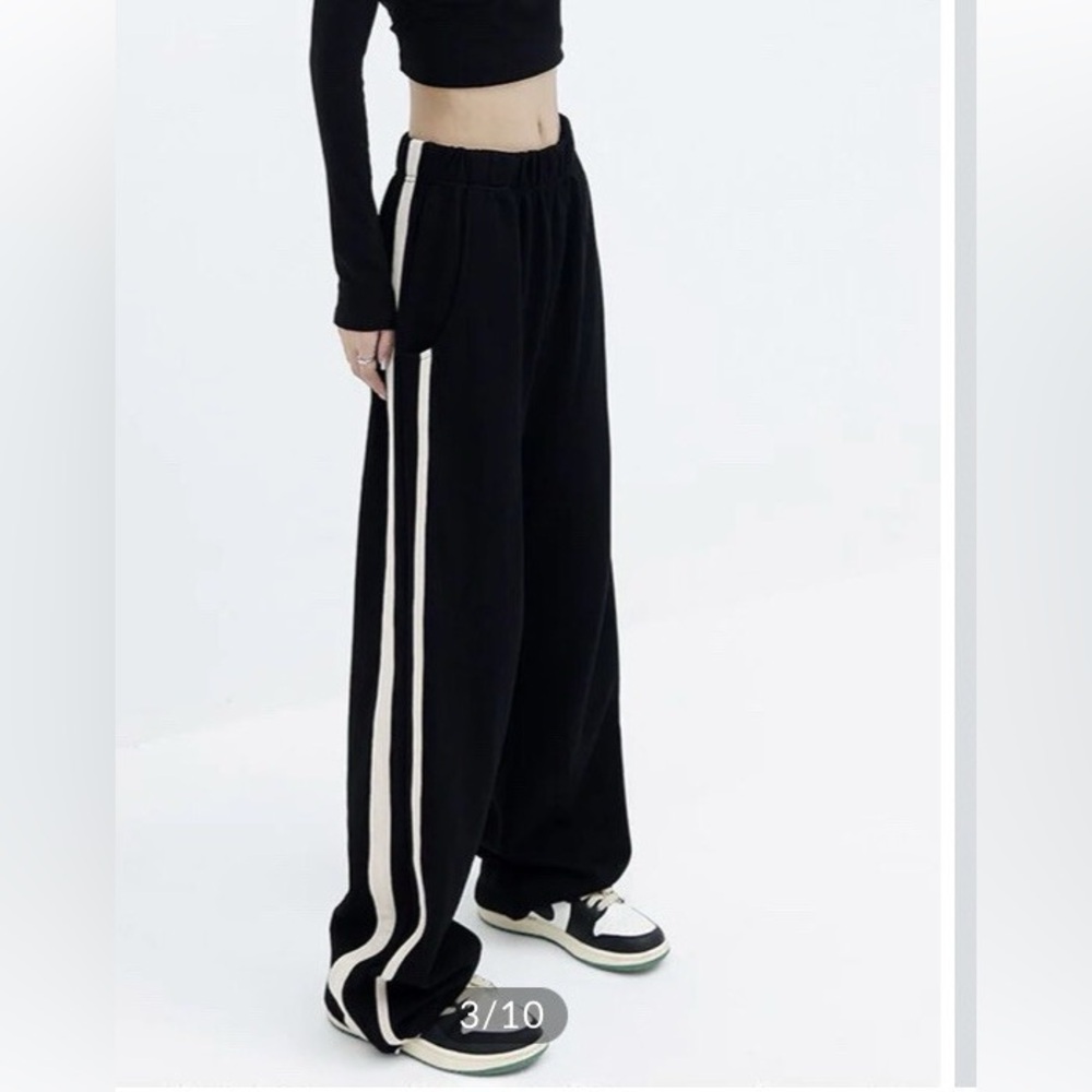 Commense Baggy Stripe Wide Leg Track Pants